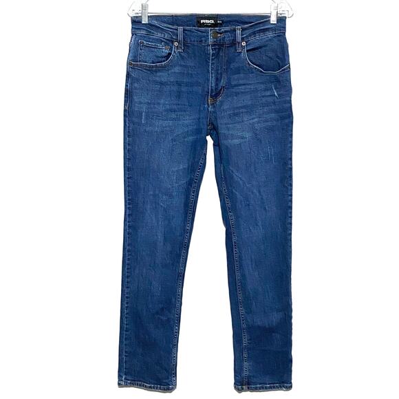 RSQ Slim Straight Jeans Mens 30 x 32 Distressed Blue Denim Medium Wash Stretch - Picture 1 of 9